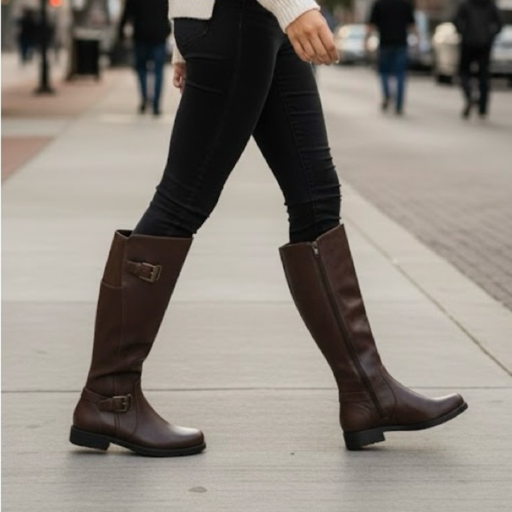 Baretraps Carmen Vegan Knee-High Riding Boots Brown Size 6.5 New With Box